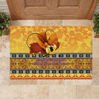 PNG Hamamas Krismas Rubber Doormat Papua New Guinea Bird Of Paradise Merry Christmas Gold Style - Wonder Print Shop