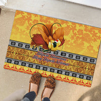 PNG Hamamas Krismas Rubber Doormat Papua New Guinea Bird Of Paradise Merry Christmas Gold Style - Wonder Print Shop