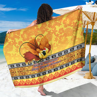 PNG Hamamas Krismas Sarong Papua New Guinea Bird Of Paradise Merry Christmas Gold Style - Wonder Print Shop