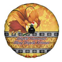 PNG Hamamas Krismas Spare Tire Cover Papua New Guinea Bird Of Paradise Merry Christmas Gold Style - Wonder Print Shop