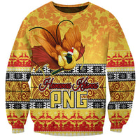 PNG Hamamas Krismas Sweatshirt Papua New Guinea Bird Of Paradise Merry Christmas Gold Style - Wonder Print Shop