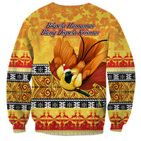 PNG Hamamas Krismas Sweatshirt Papua New Guinea Bird Of Paradise Merry Christmas Gold Style - Wonder Print Shop