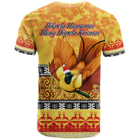 PNG Hamamas Krismas T Shirt Papua New Guinea Bird Of Paradise Merry Christmas Gold Style - Wonder Print Shop