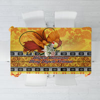 PNG Hamamas Krismas Tablecloth Papua New Guinea Bird Of Paradise Merry Christmas Gold Style - Wonder Print Shop