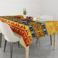PNG Hamamas Krismas Tablecloth Papua New Guinea Bird Of Paradise Merry Christmas Gold Style - Wonder Print Shop