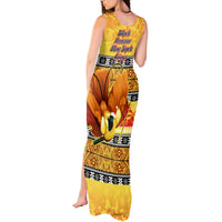 PNG Hamamas Krismas Tank Maxi Dress Papua New Guinea Bird Of Paradise Merry Christmas Gold Style - Wonder Print Shop