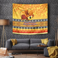 PNG Hamamas Krismas Tapestry Papua New Guinea Bird Of Paradise Merry Christmas Gold Style - Wonder Print Shop