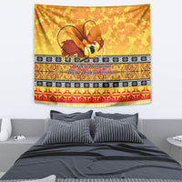 PNG Hamamas Krismas Tapestry Papua New Guinea Bird Of Paradise Merry Christmas Gold Style - Wonder Print Shop