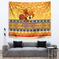 PNG Hamamas Krismas Tapestry Papua New Guinea Bird Of Paradise Merry Christmas Gold Style - Wonder Print Shop