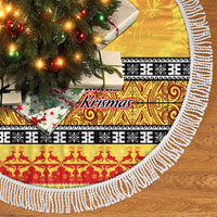 PNG Hamamas Krismas Tree Skirt Papua New Guinea Bird Of Paradise Merry Christmas Gold Style - Wonder Print Shop