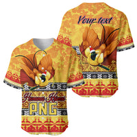 Personalised PNG Hamamas Krismas Baseball Jersey Papua New Guinea Bird Of Paradise Merry Christmas Gold Style LT9 - Wonder Print Shop