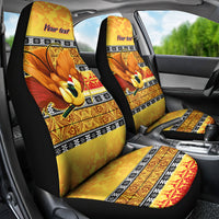 Personalised PNG Hamamas Krismas Car Seat Cover Papua New Guinea Bird Of Paradise Merry Christmas Gold Style LT9 - Wonder Print Shop