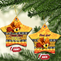 Personalised PNG Hamamas Krismas Ceramic Ornament Papua New Guinea Bird Of Paradise Merry Christmas Gold Style LT9 - Wonder Print Shop