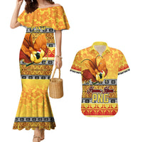 Personalised PNG Hamamas Krismas Couples Matching Mermaid Dress and Hawaiian Shirt Papua New Guinea Bird Of Paradise Merry Christmas Gold Style LT9 - Wonder Print Shop