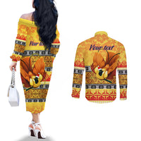 personalised-png-hamamas-krismas-couples-matching-off-the-shoulder-long-sleeve-dress-and-long-sleeve-button-shirt-papua-new-guinea-bird-of-paradise-merry-christmas-gold-style
