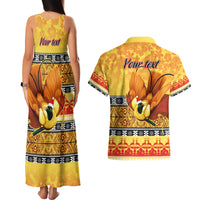 Personalised PNG Hamamas Krismas Couples Matching Tank Maxi Dress and Hawaiian Shirt Papua New Guinea Bird Of Paradise Merry Christmas Gold Style LT9 - Wonder Print Shop