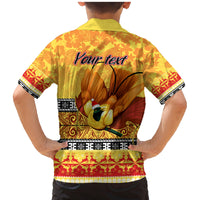 Personalised PNG Hamamas Krismas Family Matching Mermaid Dress and Hawaiian Shirt Papua New Guinea Bird Of Paradise Merry Christmas Gold Style LT9 - Wonder Print Shop