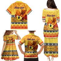 Personalised PNG Hamamas Krismas Family Matching Puletasi Dress and Hawaiian Shirt Papua New Guinea Bird Of Paradise Merry Christmas Gold Style - Wonder Print Shop