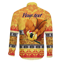 Personalised PNG Hamamas Krismas Family Matching Short Sleeve Bodycon Dress and Hawaiian Shirt Papua New Guinea Bird Of Paradise Merry Christmas Gold Style - Wonder Print Shop