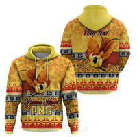 Personalised PNG Hamamas Krismas Hoodie Papua New Guinea Bird Of Paradise Merry Christmas Gold Style - Wonder Print Shop
