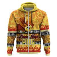 Personalised PNG Hamamas Krismas Hoodie Papua New Guinea Bird Of Paradise Merry Christmas Gold Style - Wonder Print Shop
