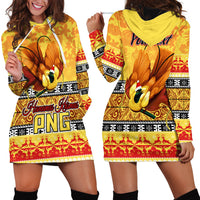 Personalised PNG Hamamas Krismas Hoodie Dress Papua New Guinea Bird Of Paradise Merry Christmas Gold Style - Wonder Print Shop