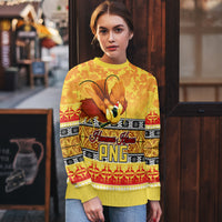 Personalised PNG Hamamas Krismas Ugly Christmas Sweater Papua New Guinea Bird Of Paradise Merry Christmas Gold Style - Wonder Print Shop