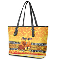 Personalised PNG Hamamas Krismas Leather Tote Bag Papua New Guinea Bird Of Paradise Merry Christmas Gold Style - Wonder Print Shop