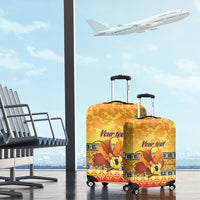 Personalised PNG Hamamas Krismas Luggage Cover Papua New Guinea Bird Of Paradise Merry Christmas Gold Style - Wonder Print Shop