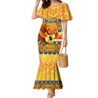 Personalised PNG Hamamas Krismas Mermaid Dress Papua New Guinea Bird Of Paradise Merry Christmas Gold Style - Wonder Print Shop
