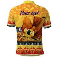 Personalised PNG Hamamas Krismas Polo Shirt Papua New Guinea Bird Of Paradise Merry Christmas Gold Style - Wonder Print Shop