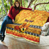 Personalised PNG Hamamas Krismas Quilt Papua New Guinea Bird Of Paradise Merry Christmas Gold Style - Wonder Print Shop