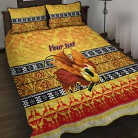 Personalised PNG Hamamas Krismas Quilt Bed Set Papua New Guinea Bird Of Paradise Merry Christmas Gold Style - Wonder Print Shop