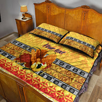 Personalised PNG Hamamas Krismas Quilt Bed Set Papua New Guinea Bird Of Paradise Merry Christmas Gold Style - Wonder Print Shop