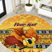 personalised-png-hamamas-krismas-round-carpet-papua-new-guinea-bird-of-paradise-merry-christmas-gold-style