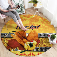 personalised-png-hamamas-krismas-round-carpet-papua-new-guinea-bird-of-paradise-merry-christmas-gold-style