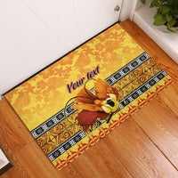Personalised PNG Hamamas Krismas Rubber Doormat Papua New Guinea Bird Of Paradise Merry Christmas Gold Style - Wonder Print Shop