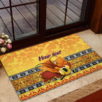 Personalised PNG Hamamas Krismas Rubber Doormat Papua New Guinea Bird Of Paradise Merry Christmas Gold Style - Wonder Print Shop