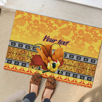 Personalised PNG Hamamas Krismas Rubber Doormat Papua New Guinea Bird Of Paradise Merry Christmas Gold Style - Wonder Print Shop