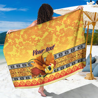 Personalised PNG Hamamas Krismas Sarong Papua New Guinea Bird Of Paradise Merry Christmas Gold Style - Wonder Print Shop