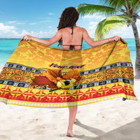 Personalised PNG Hamamas Krismas Sarong Papua New Guinea Bird Of Paradise Merry Christmas Gold Style - Wonder Print Shop