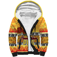 Personalised PNG Hamamas Krismas Sherpa Hoodie Papua New Guinea Bird Of Paradise Merry Christmas Gold Style - Wonder Print Shop