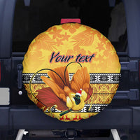 Personalised PNG Hamamas Krismas Spare Tire Cover Papua New Guinea Bird Of Paradise Merry Christmas Gold Style - Wonder Print Shop