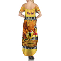 Personalised PNG Hamamas Krismas Summer Maxi Dress Papua New Guinea Bird Of Paradise Merry Christmas Gold Style - Wonder Print Shop