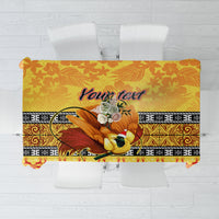 Personalised PNG Hamamas Krismas Tablecloth Papua New Guinea Bird Of Paradise Merry Christmas Gold Style - Wonder Print Shop