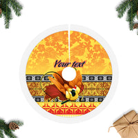 Personalised PNG Hamamas Krismas Tree Skirt Papua New Guinea Bird Of Paradise Merry Christmas Gold Style - Wonder Print Shop