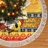 Personalised PNG Hamamas Krismas Tree Skirt Papua New Guinea Bird Of Paradise Merry Christmas Gold Style - Wonder Print Shop