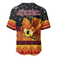 PNG Hamamas Krismas Baseball Jersey Papua New Guinea Bird Of Paradise Merry Christmas Black Style LT9 - Wonder Print Shop