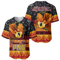 PNG Hamamas Krismas Baseball Jersey Papua New Guinea Bird Of Paradise Merry Christmas Black Style LT9 - Wonder Print Shop