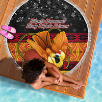 PNG Hamamas Krismas Beach Blanket Papua New Guinea Bird Of Paradise Merry Christmas Black Style LT9 - Wonder Print Shop